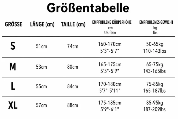 Größentabelles