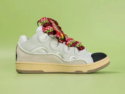 Lanvin Leder Curb Weiß Elfenbein Herrenschuhe
