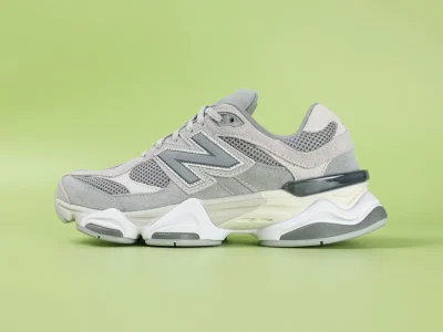New Balance 9060 Grauer Wildleder-Mesh-Sneaker „Dad Sneaker“ mit ABZORB-Dämpfung