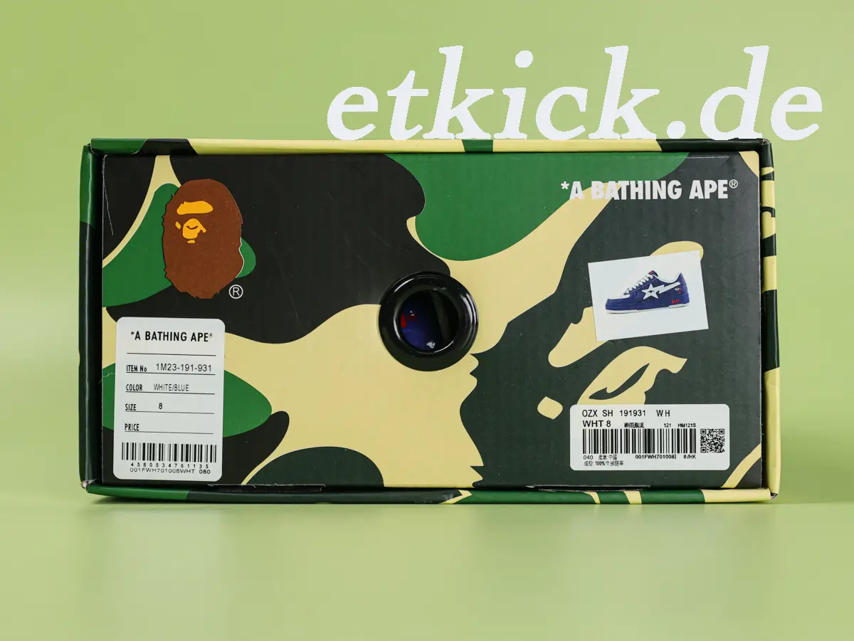 A Bathing Ape BAPE Sta Low Sneaker aus glänzendem Lackleder in Königsblau mit weißer Sta-Star Applikation – Bild 13