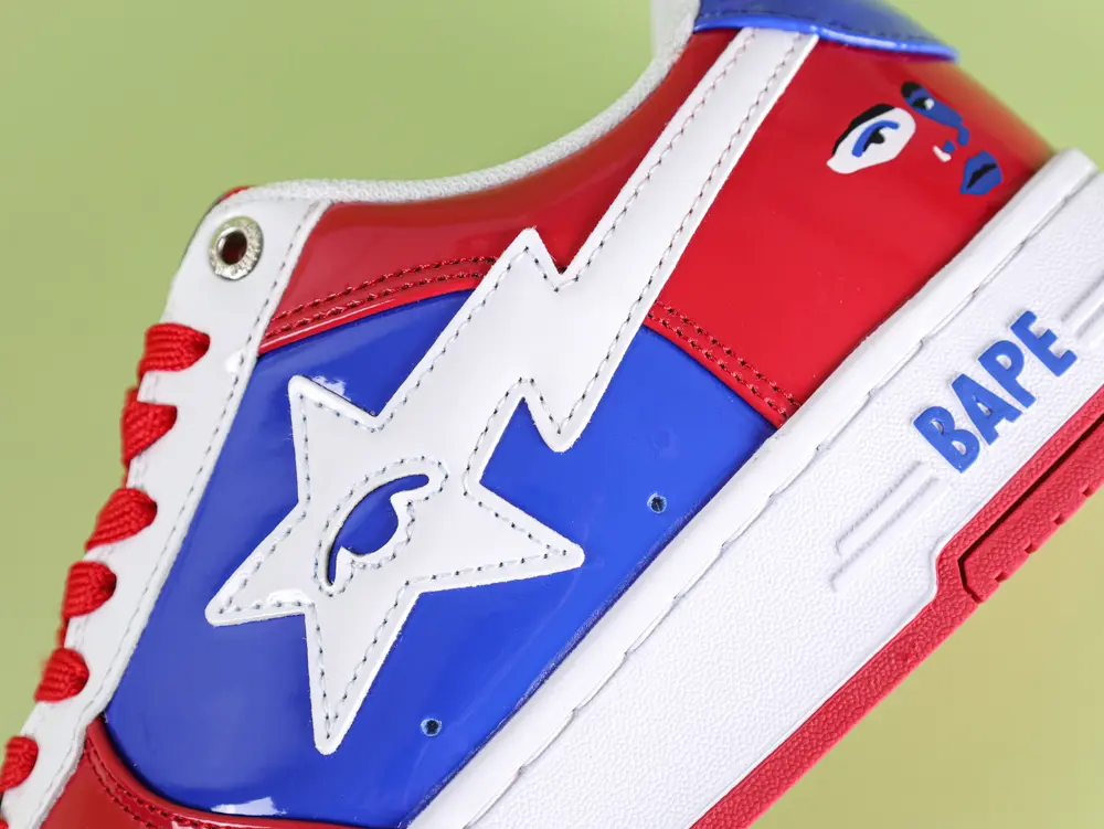 A Bathing Ape Bape Sta Sneaker Rot-Blau Lackleder – Bild 9