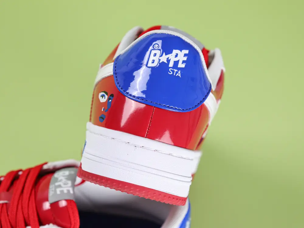A Bathing Ape Bape Sta Sneaker Rot-Blau Lackleder – Bild 10