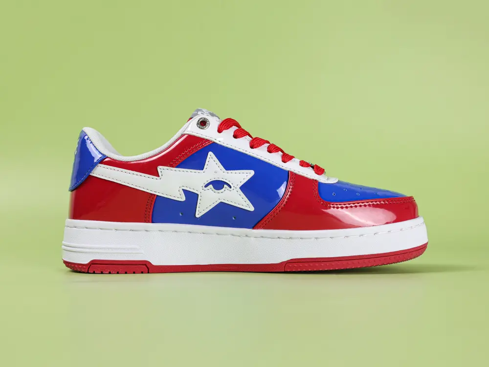 A Bathing Ape Bape Sta Sneaker Rot-Blau Lackleder