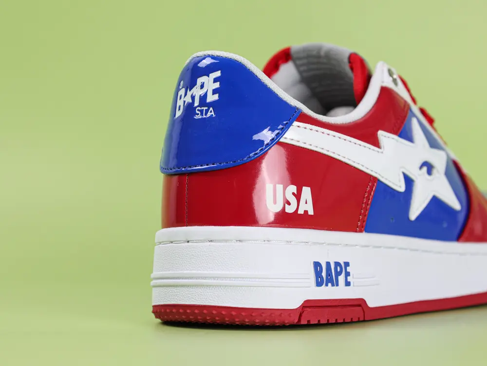 A Bathing Ape Bape Sta Sneaker Rot-Blau Lackleder – Bild 5
