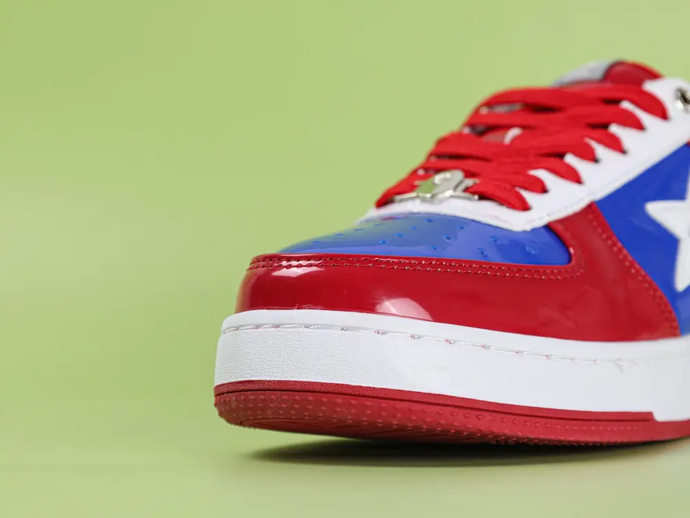 A Bathing Ape Bape Sta Sneaker Rot-Blau Lackleder – Bild 4
