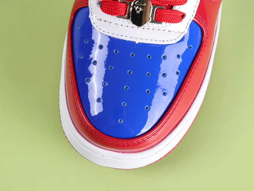 A Bathing Ape Bape Sta Sneaker Rot-Blau Lackleder – Bild 6