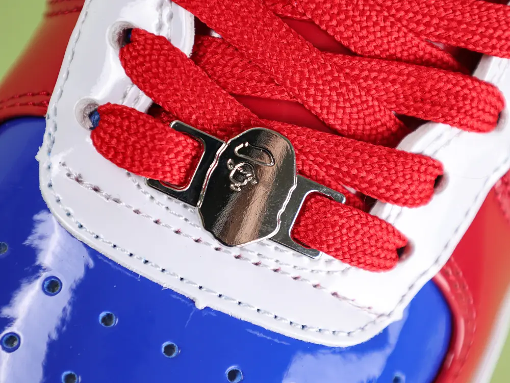 A Bathing Ape Bape Sta Sneaker Rot-Blau Lackleder – Bild 7