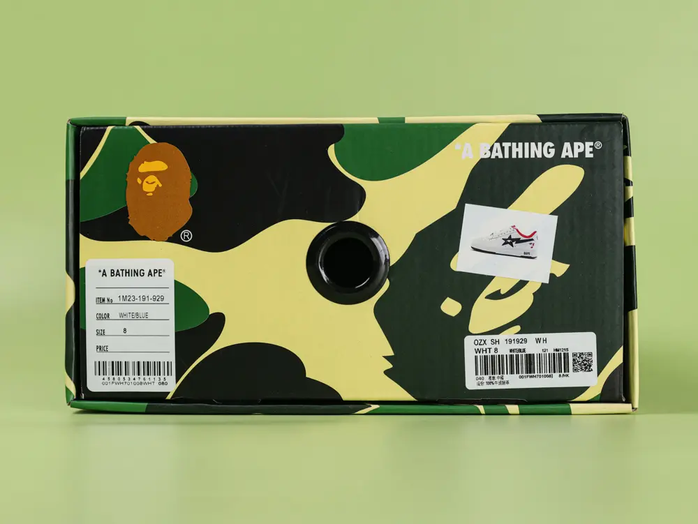 A Bathing Ape Bape Sta Sneaker Weiß-Dunkelblau-Rot Lacklederz – Bild 13
