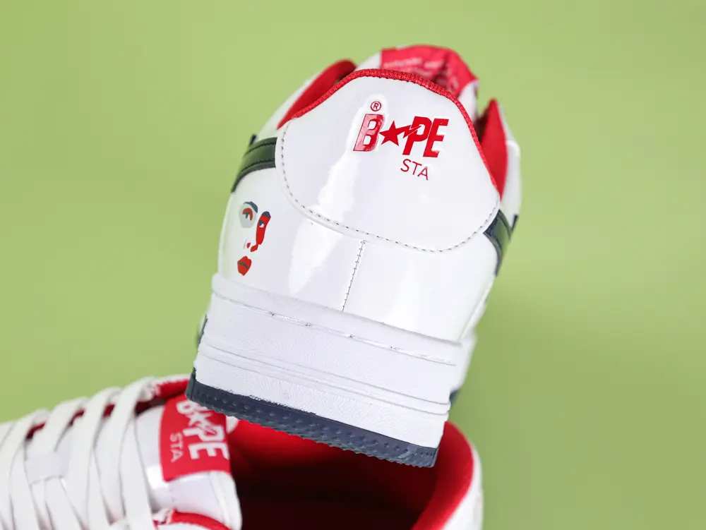 A Bathing Ape Bape Sta Sneaker Weiß-Dunkelblau-Rot Lacklederz – Bild 6