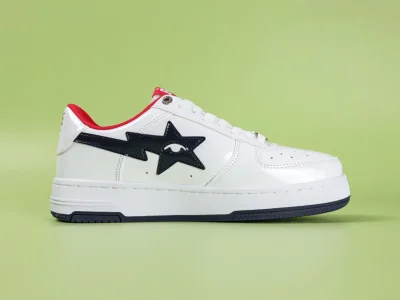 A Bathing Ape Bape Sta Sneaker Weiß-Dunkelblau-Rot Lackleder
