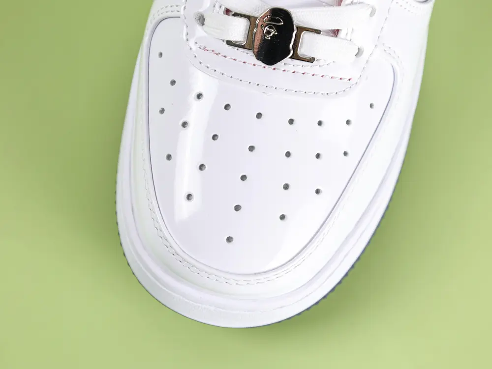 A Bathing Ape Bape Sta Sneaker Weiß-Dunkelblau-Rot Lacklederz – Bild 10