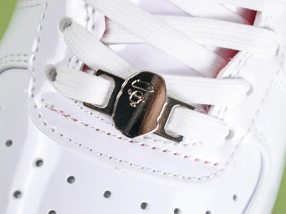 A Bathing Ape Bape Sta Sneaker Weiß-Dunkelblau-Rot Lacklederz – Bild 9