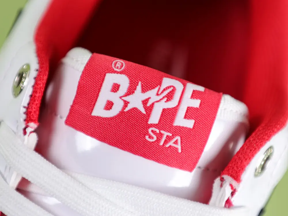 A Bathing Ape Bape Sta Sneaker Weiß-Dunkelblau-Rot Lacklederz – Bild 8