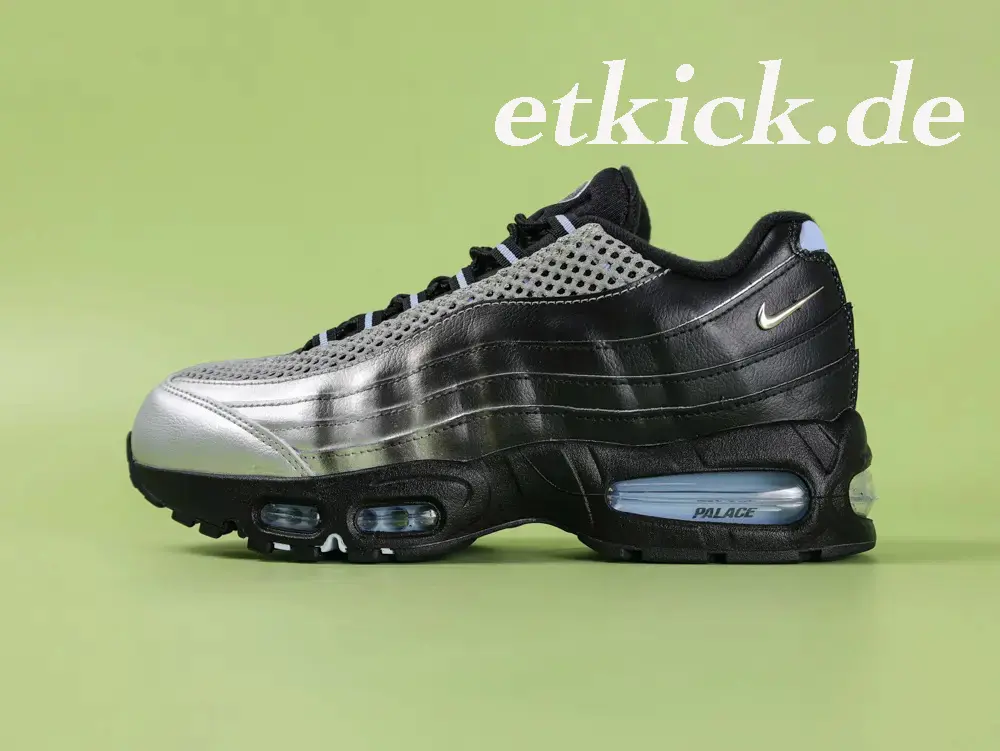Air Max 95 x Palace Laufschuh Schwarz Metallisch Silber Hellblau