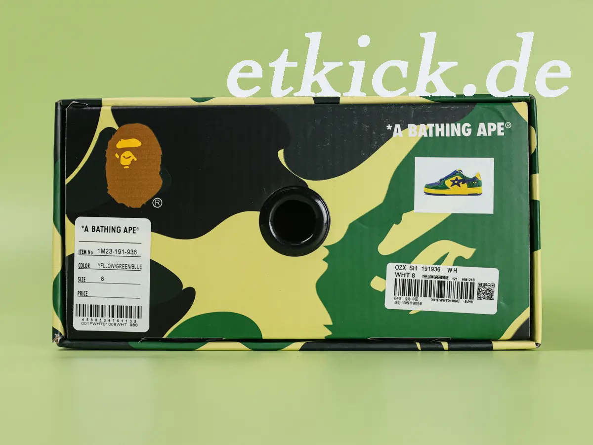 BAPE Sta Low Grün Gelb Blau Lackleder – Bild 13