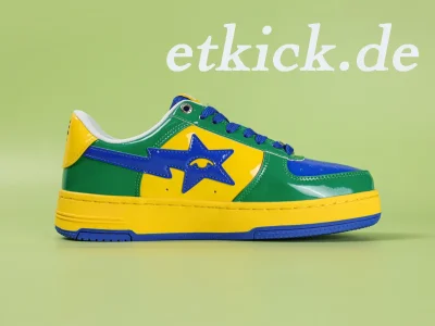 BAPE Sta Low Grün Gelb Blau Lackleder