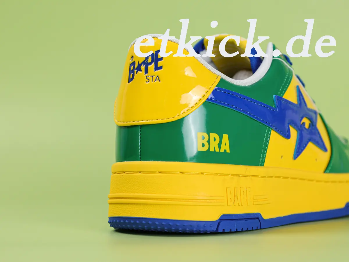 BAPE Sta Low Grün Gelb Blau Lackleder – Bild 5