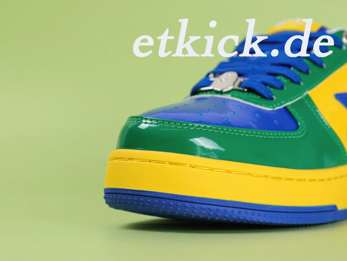 BAPE Sta Low Grün Gelb Blau Lackleder – Bild 3
