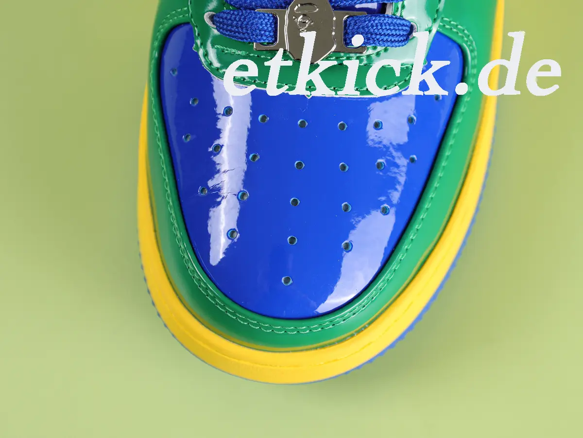 BAPE Sta Low Grün Gelb Blau Lackleder – Bild 4