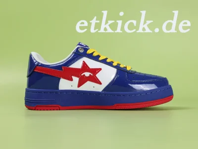 BAPE Sta Low Königsblau Weiß Rot Lackleder
