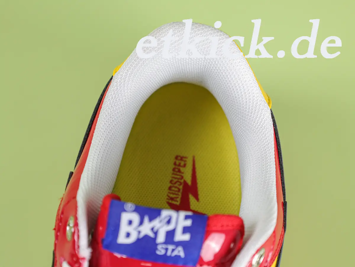 BAPE Sta Low Rot Gelb Blau Lackleder – Bild 8