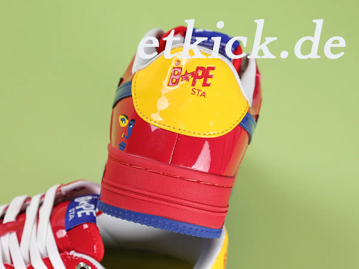 BAPE Sta Low Rot Gelb Blau Lackleder – Bild 11