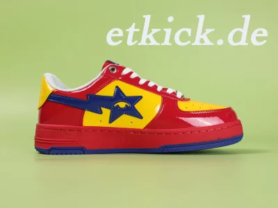 BAPE Sta Low Rot Gelb Blau Lackleder
