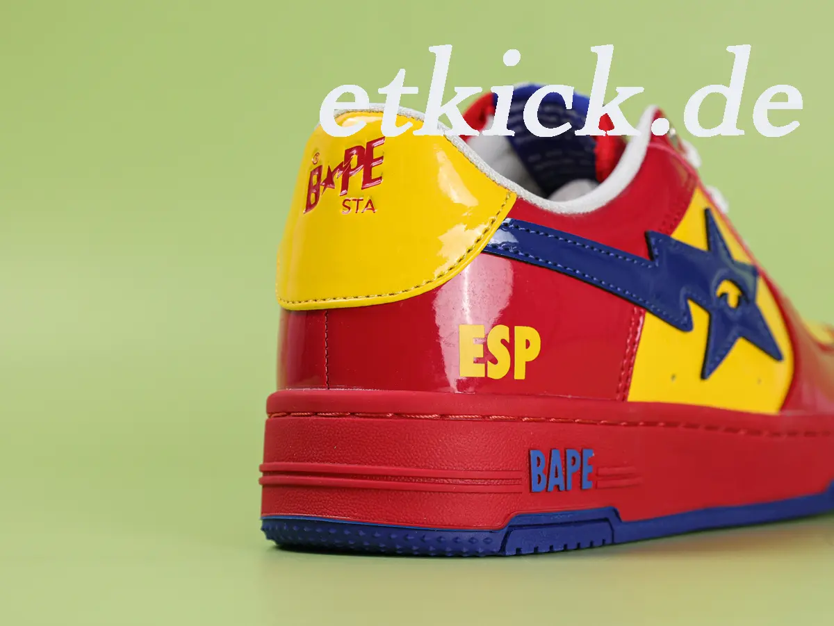 BAPE Sta Low Rot Gelb Blau Lackleder – Bild 4