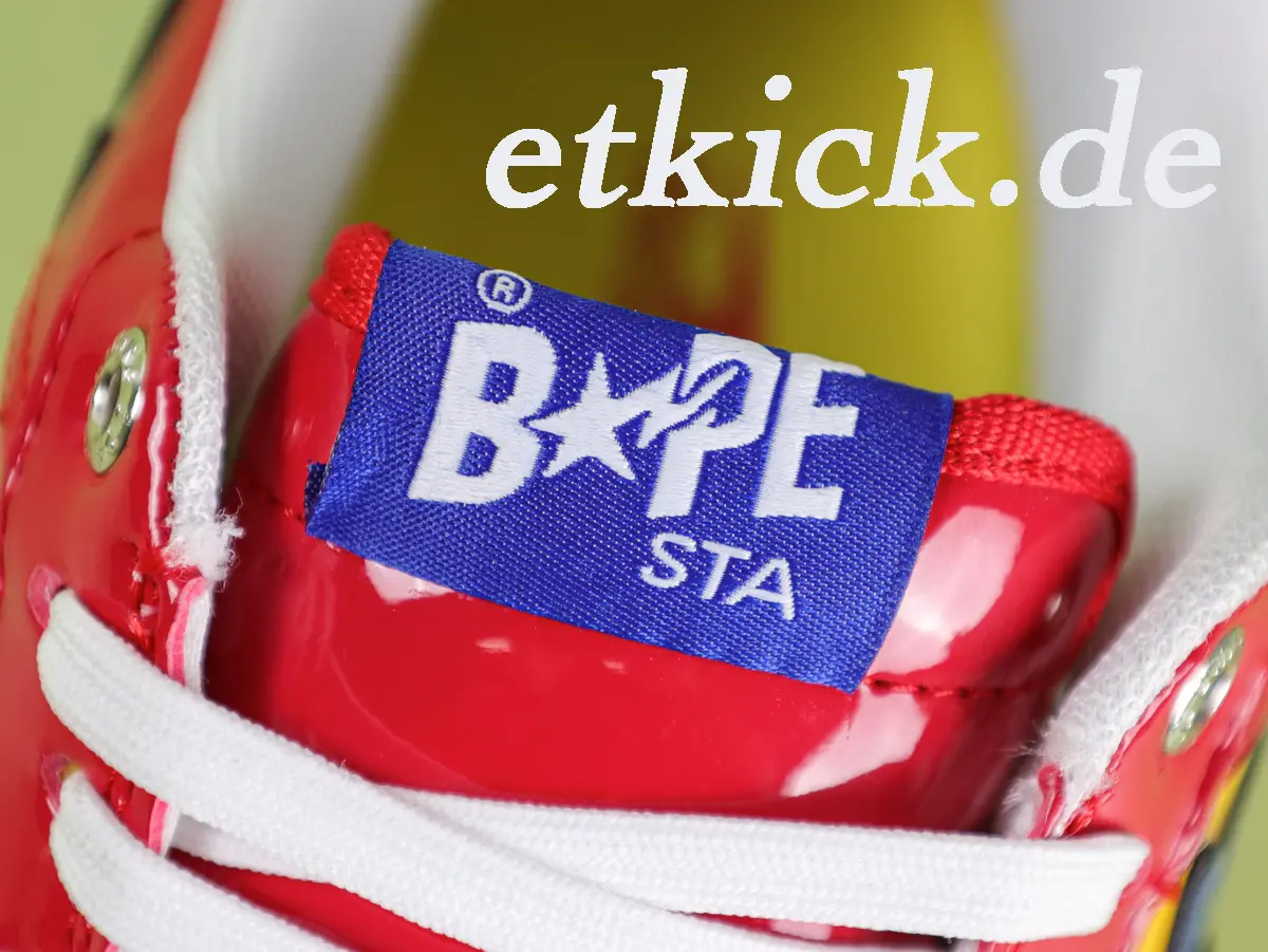 BAPE Sta Low Rot Gelb Blau Lackleder – Bild 7