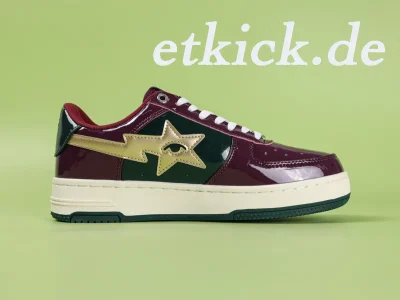 BAPE Sta Low Weinrot Dunkelgrün Lackleder