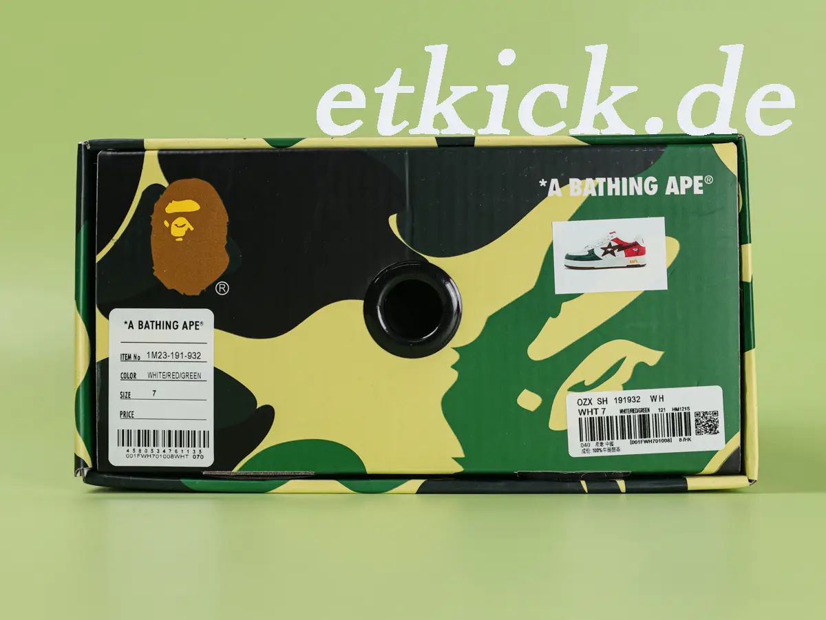 BAPE Sta Low Weiß Grün Rot Lackleder – Bild 13