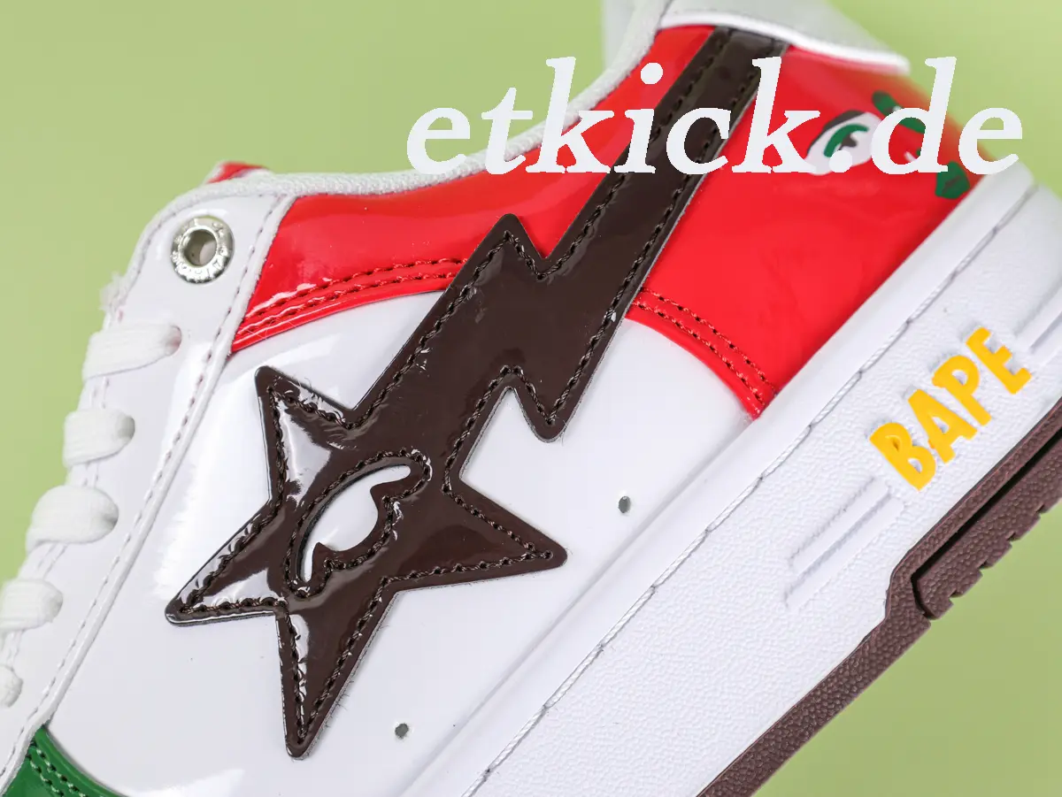 BAPE Sta Low Weiß Grün Rot Lackleder – Bild 8
