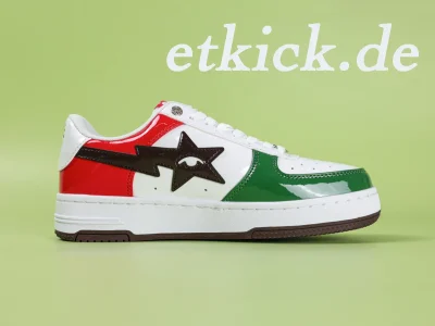 BAPE Sta Low Weiß Grün Rot Lackleder
