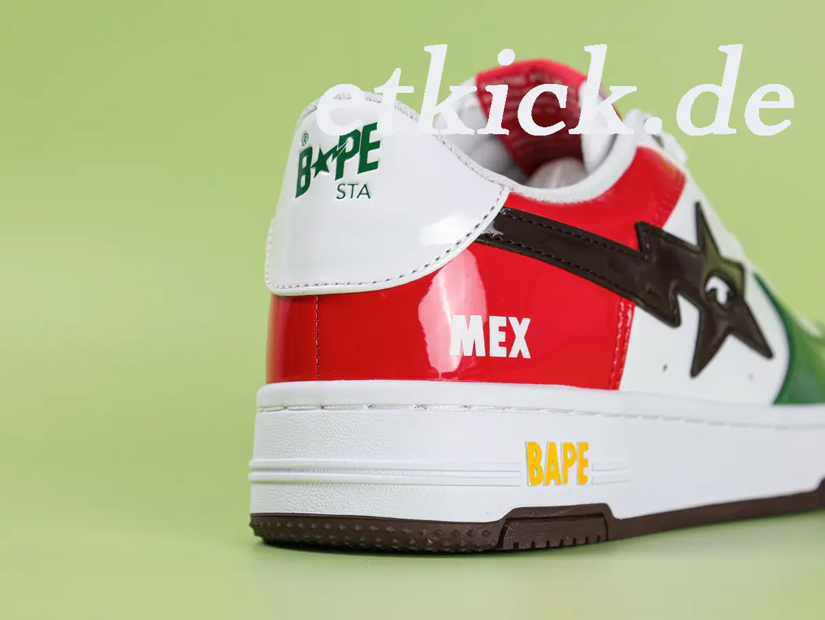 BAPE Sta Low Weiß Grün Rot Lackleder – Bild 9