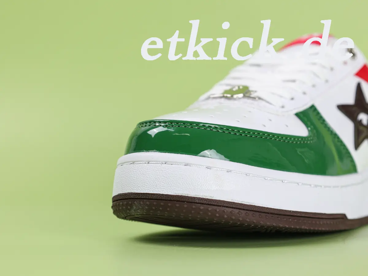 BAPE Sta Low Weiß Grün Rot Lackleder – Bild 3