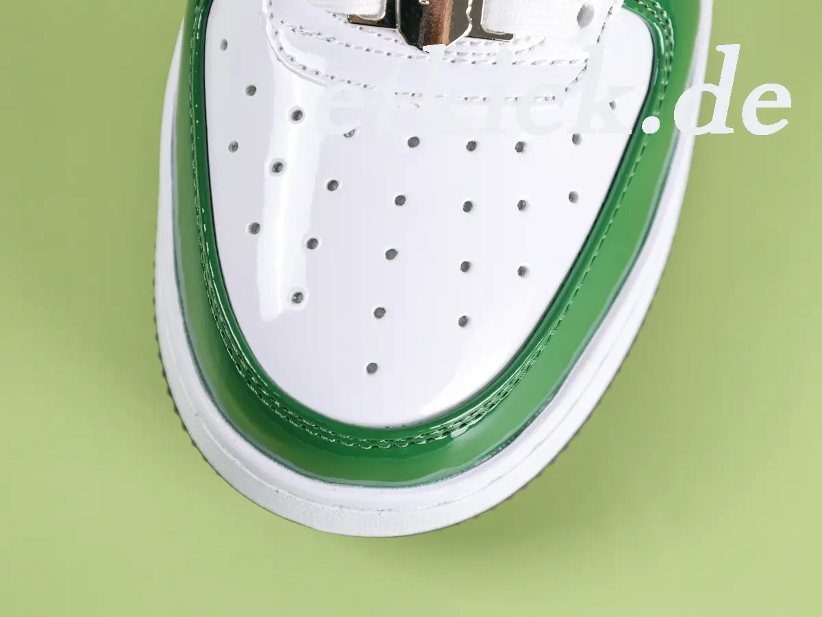 BAPE Sta Low Weiß Grün Rot Lackleder – Bild 4