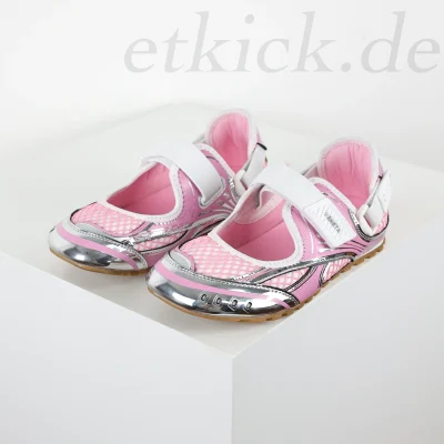 BV Veneta Orbit Mary Jane Flat Sneakers, Pink Silver Mesh Mary Jane