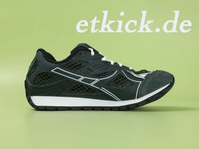 Bottega Veneta Orbit Retro-Laufsneaker Dunkelgrün mit Netzgewebe und Wildleder-Besätzen