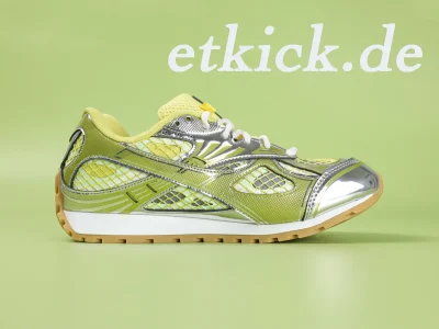 Bottega Veneta Orbit Sneaker Limettengrün Metall Silber Netz