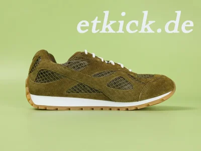 Bottega Veneta Orbit Sneaker Olivgrün Wildleder Netz