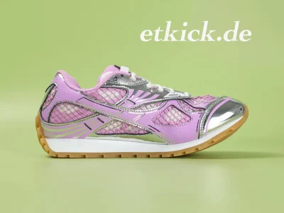 Bottega Veneta Orbit Sportschuh in Metallic Pink und Silber