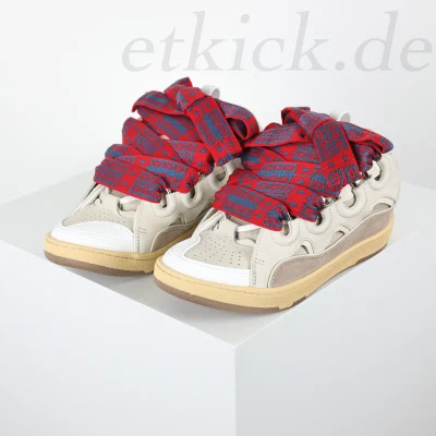 Curb Sneaker aus Leder und Wildleder mit rot-blauem Webband