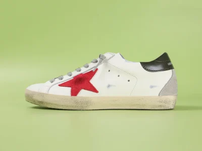 G01den G00se Super-Star Sneaker Weiß-Rot-Schwarz Vintage-Optik