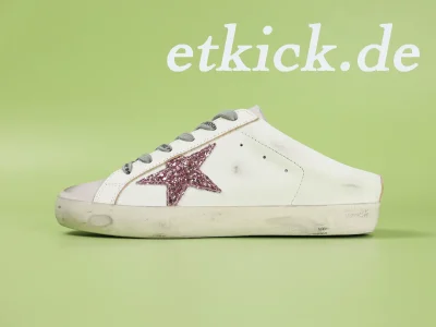 G01lden G00se Super-Star Mule Weiß Rosa Glitzer