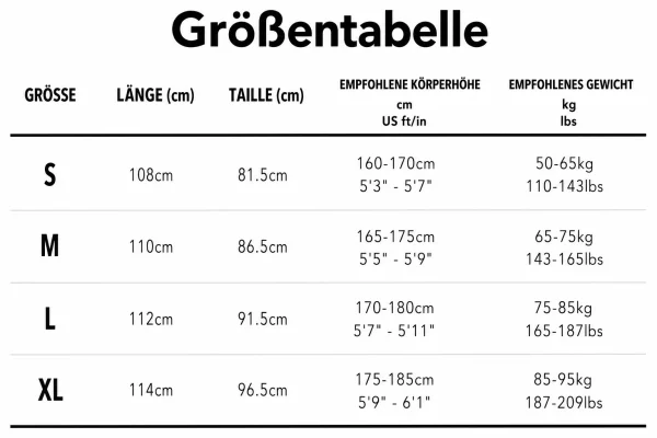 Größentabelle
