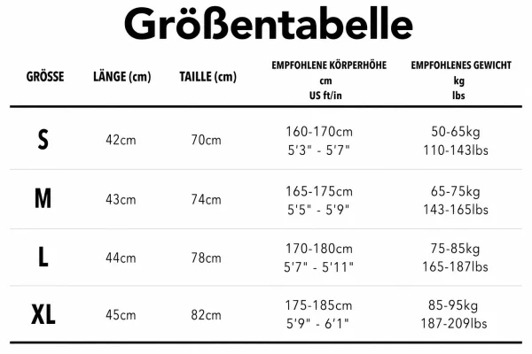 Größentabelle