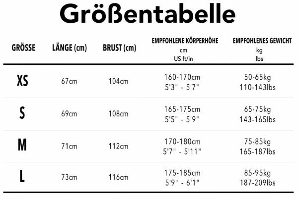 Größentabelle
