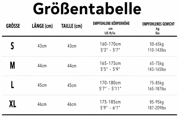 Größentabelle
