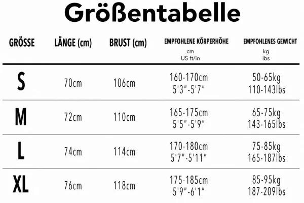 Größentabelle