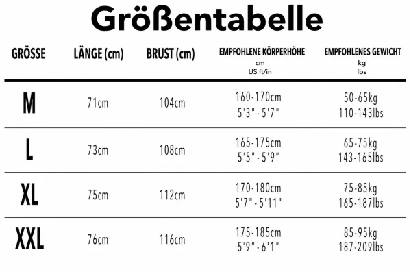 Größentabelle